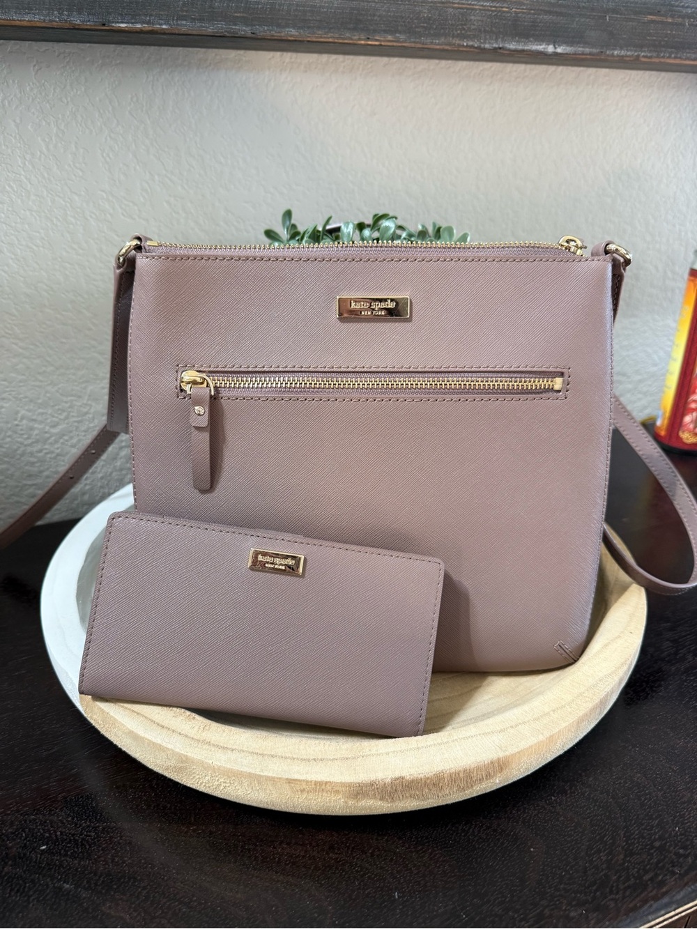 Kate Spade Laurel Way Rima Crossbody & Matching Wallet Set – Dusty Mauve